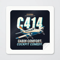 Thumbnail for Cessna 414A Chancellor - Cartoon - Square Sticker - Peel
