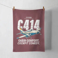 Thumbnail for Cessna 414A Chancellor - Cartoon - Towel - Dark Red