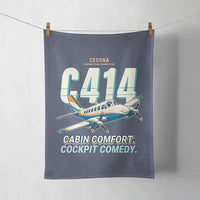 Thumbnail for Cessna 414A Chancellor - Cartoon - Towel - Navy Blue