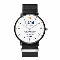 Thumbnail for Cessna 414A Chancellor - Classic - White - Slim Leather - Black and Black Nylon Strap