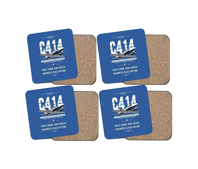 Cessna 414A Chancellor - Original - Coaster Set - Blue