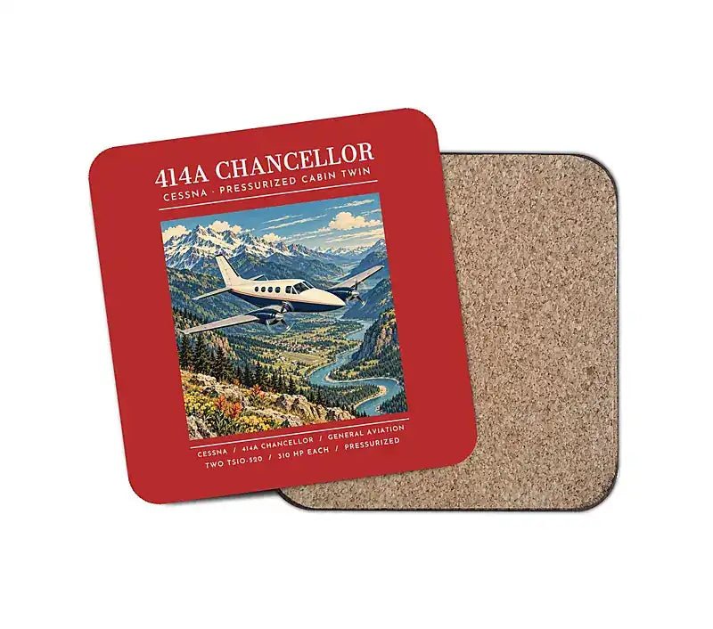 Cessna 414A Chancellor - Poster - Coaster - Red