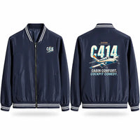 Thumbnail for Cessna 414A Chancellor Stylish Jackets - Baseball Collar - Cartoon - Navy Blue