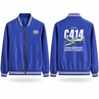 Thumbnail for Cessna 414A Chancellor Stylish Jackets - Baseball Collar - Cartoon - Royal Blue