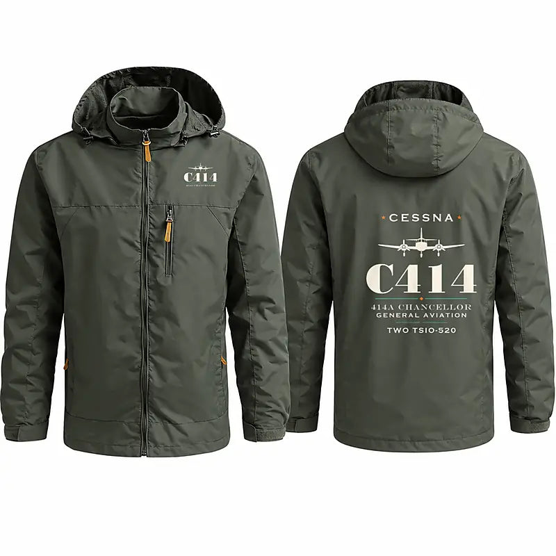 Cessna 414A Chancellor Stylish Jackets - Hooded Windbreaker - Heritage - Olive Green