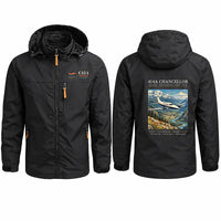 Thumbnail for Cessna 414A Chancellor Stylish Jackets - Hooded Windbreaker - Poster - Black