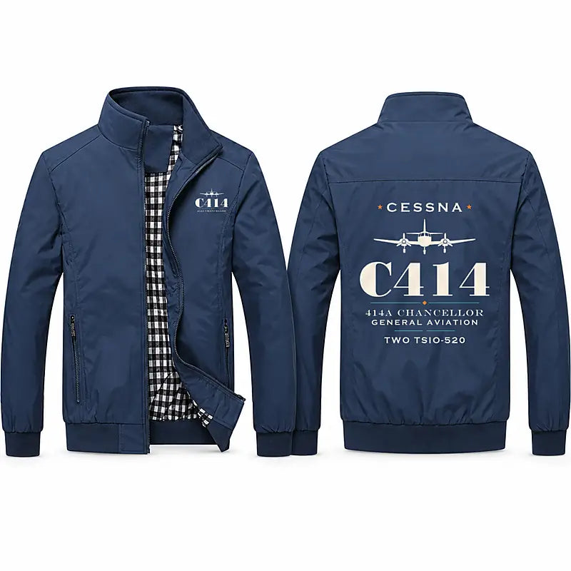 Cessna 414A Chancellor Stylish Jackets - Stand Collar - Heritage - Navy Blue
