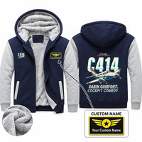 Thumbnail for Cessna 414A Chancellor Zipped Sweatshirts - Cartoon + Name - Navy & Gray