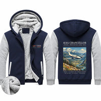 Thumbnail for Cessna 414A Chancellor Zipped Sweatshirts - Poster - Navy & Gray