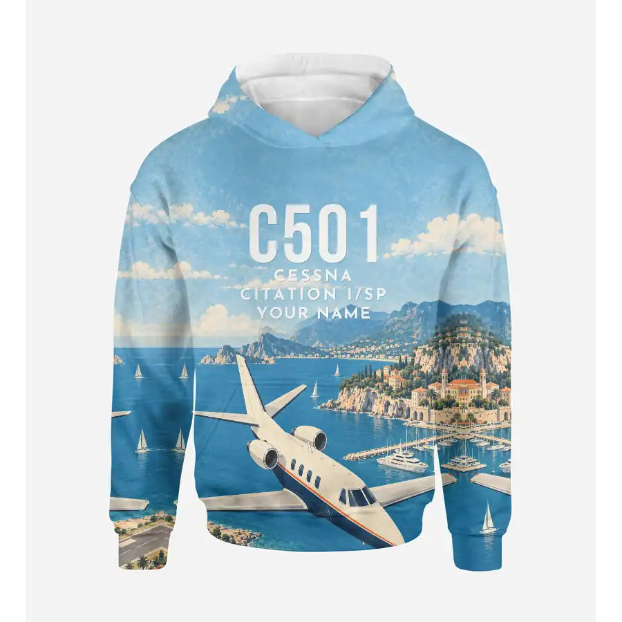 Cessna 501 Citation I SP 3D All-Over Print Clothing - Hoodie - 3D + Name