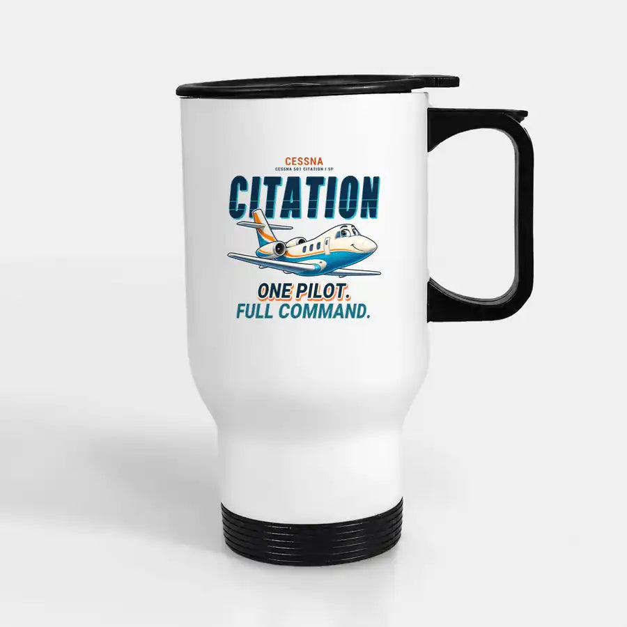 Cessna 501 Citation I SP - Cartoon - Stainless Steel with Holder - White
