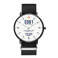 Thumbnail for Cessna 501 Citation I SP - Classic - White + Name - Slim Leather - Black and Black Nylon Strap