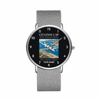 Thumbnail for Cessna 501 Citation I SP - Poster + Name - Slim Mesh - Silver and Silver Stainless Steel Strap