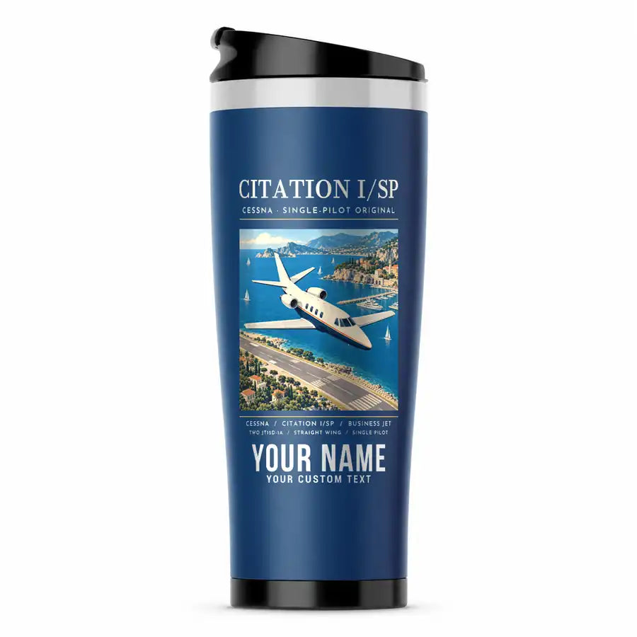 Cessna 501 Citation I SP - Poster + Name - Stainless Steel (No Holder) - Blue