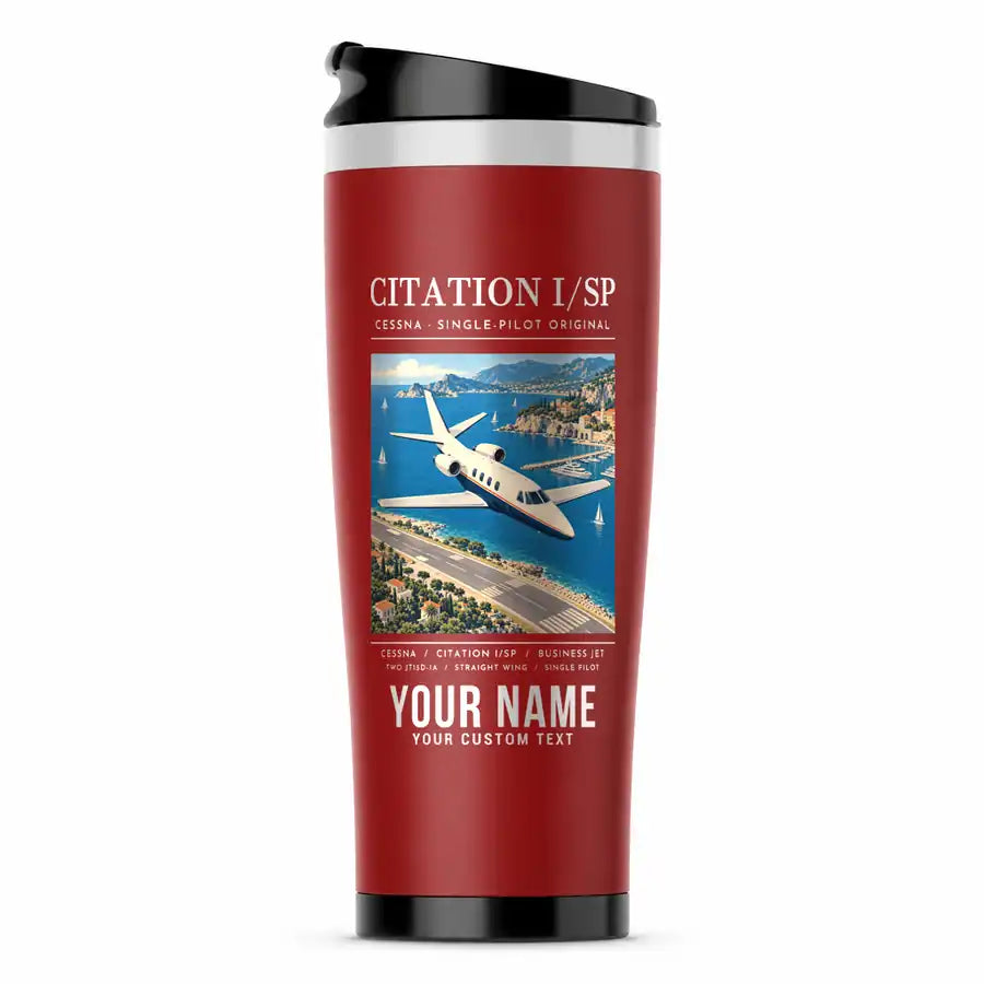 Cessna 501 Citation I SP - Poster + Name - Stainless Steel (No Holder) - Red