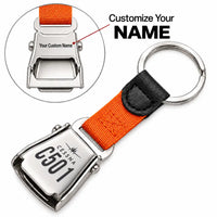 Thumbnail for Cessna 501 Citation I SP - Seat Belt Key Chain - Heritage + Name - Orange