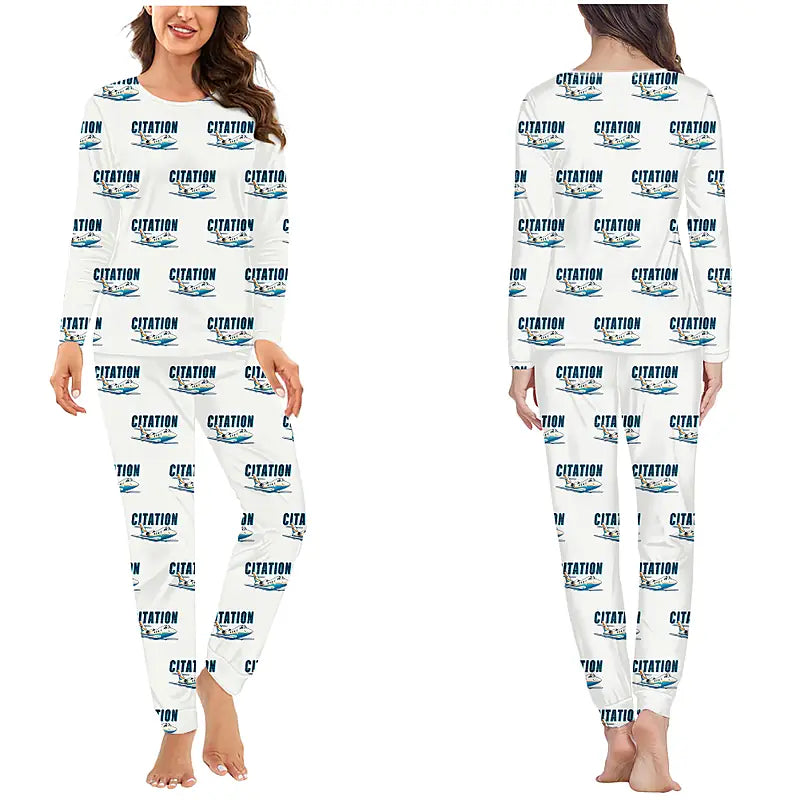 Cessna 501 Citation I SP - Women Pajamas - Cartoon Pattern - White