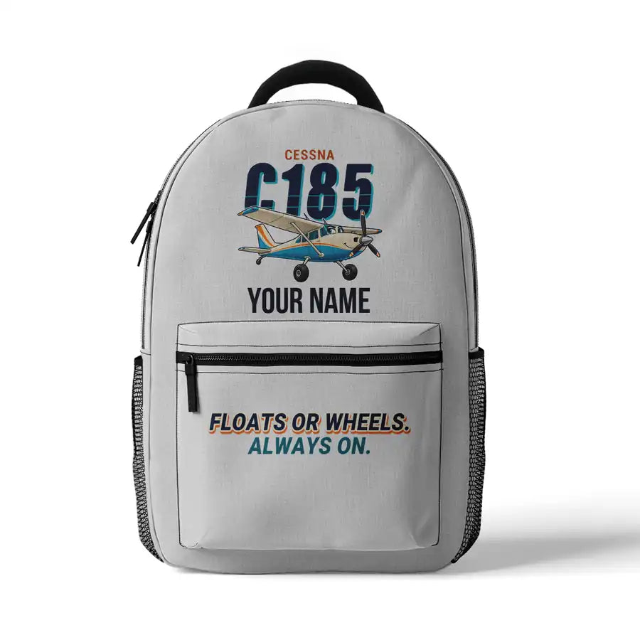 Cessna A185F Skywagon - 3D Backpack - Cartoon + Name - White