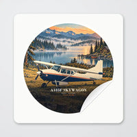Thumbnail for Cessna A185F Skywagon - 3D + Name - Circle Sticker - Peel