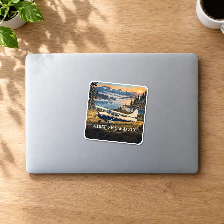 Cessna A185F Skywagon - 3D - Square Sticker - MacBook