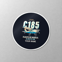 Thumbnail for Cessna A185F Skywagon - Cartoon + Name - Circle Sticker - Close-up
