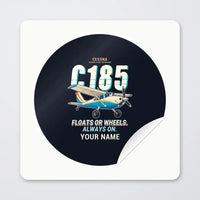 Thumbnail for Cessna A185F Skywagon - Cartoon + Name - Circle Sticker - Peel