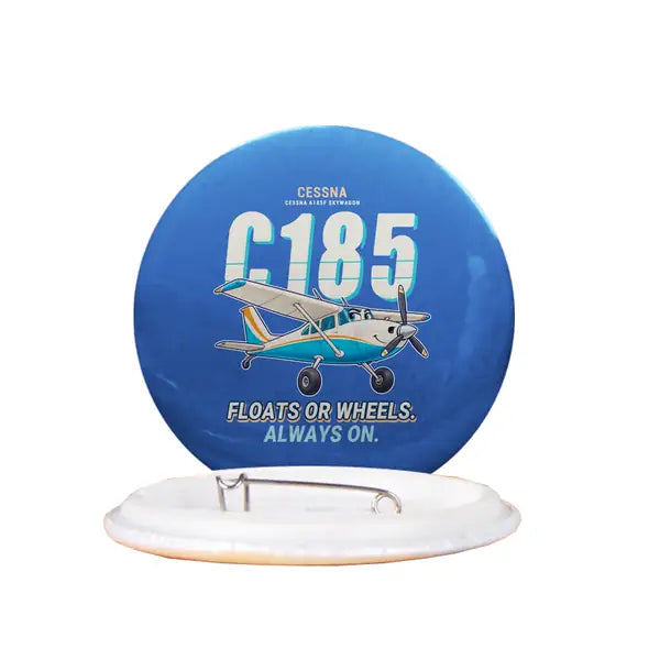 Cessna A185F Skywagon - Cartoon - Pin - Blue