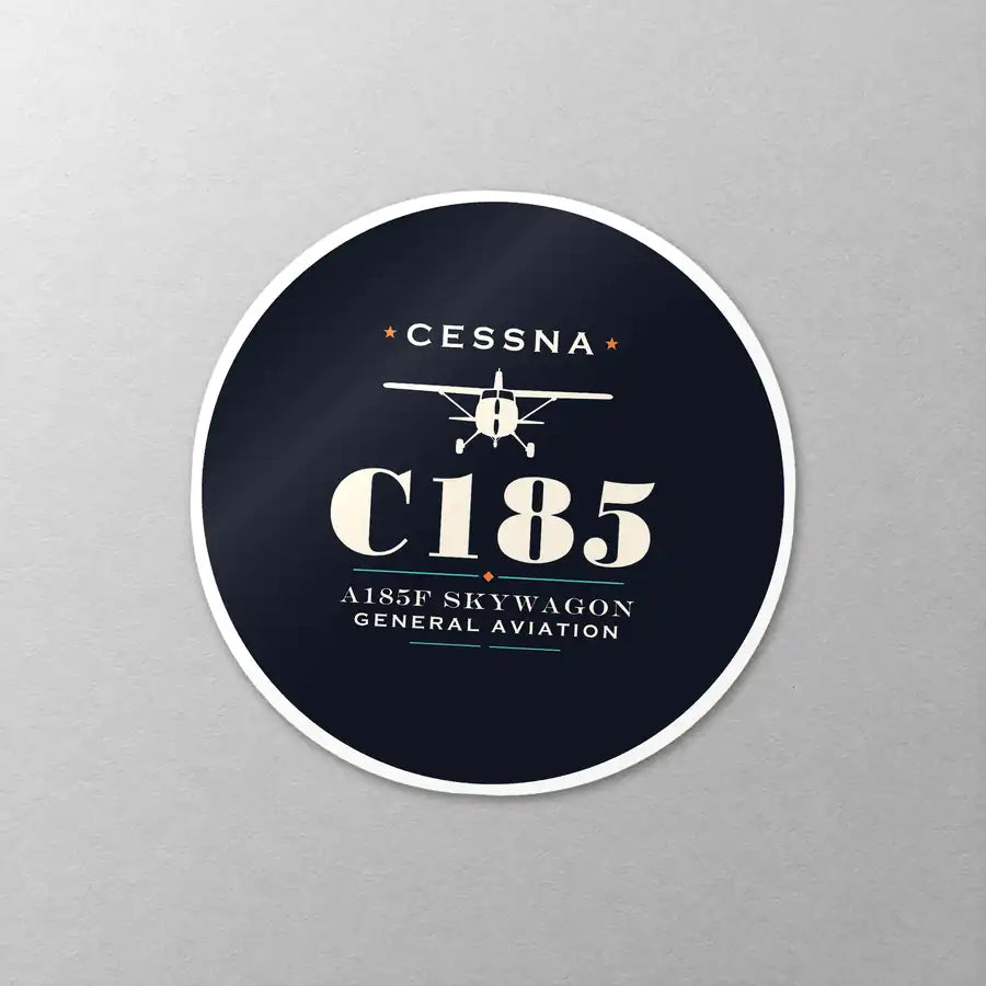 Cessna A185F Skywagon - Heritage - Circle Sticker - Close-up