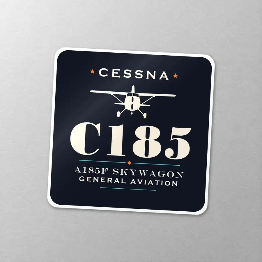 Cessna A185F Skywagon - Heritage - Square Sticker - Close-up