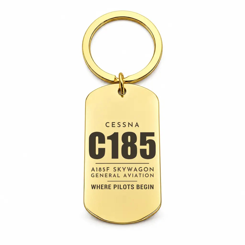 Cessna A185F Skywagon - Key Chain - Tag - Gold