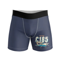 Thumbnail for Cessna A185F Skywagon - Men Boxers - Cartoon - Navy Blue
