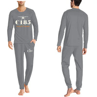 Thumbnail for Cessna A185F Skywagon - Men Pajamas - Heritage Chest + Name - Gray