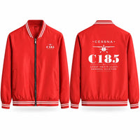 Thumbnail for Cessna A185F Skywagon Stylish Jackets - Baseball Collar - Heritage - Red