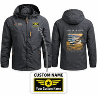 Thumbnail for Cessna A185F Skywagon Stylish Jackets - Hooded Windbreaker - Poster + Name - Charcoal