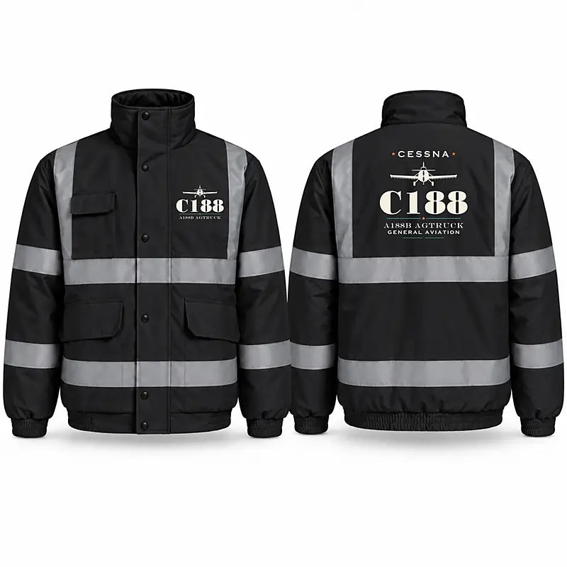 Cessna A188B AgTruck Reflective Winter Jackets - Heritage - Black