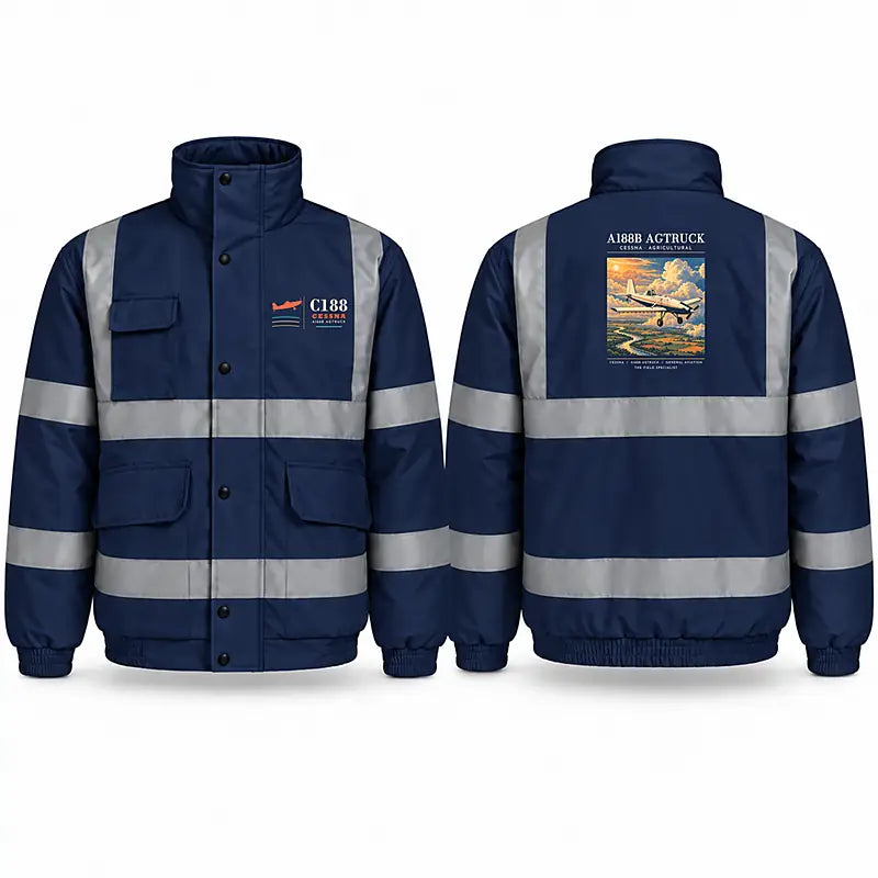 Cessna A188B AgTruck Reflective Winter Jackets - Poster - Navy Blue