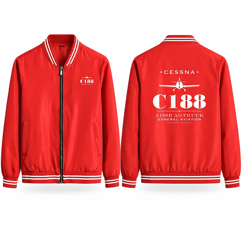 Cessna A188B AgTruck Stylish Jackets - Baseball Collar - Heritage - Red