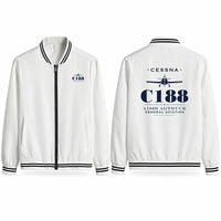 Thumbnail for Cessna A188B AgTruck Stylish Jackets - Baseball Collar - Heritage - White