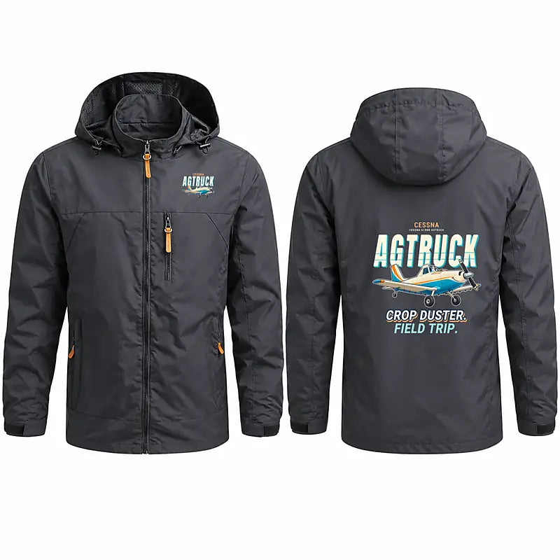 Cessna A188B AgTruck Stylish Jackets - Hooded Windbreaker - Cartoon - Charcoal