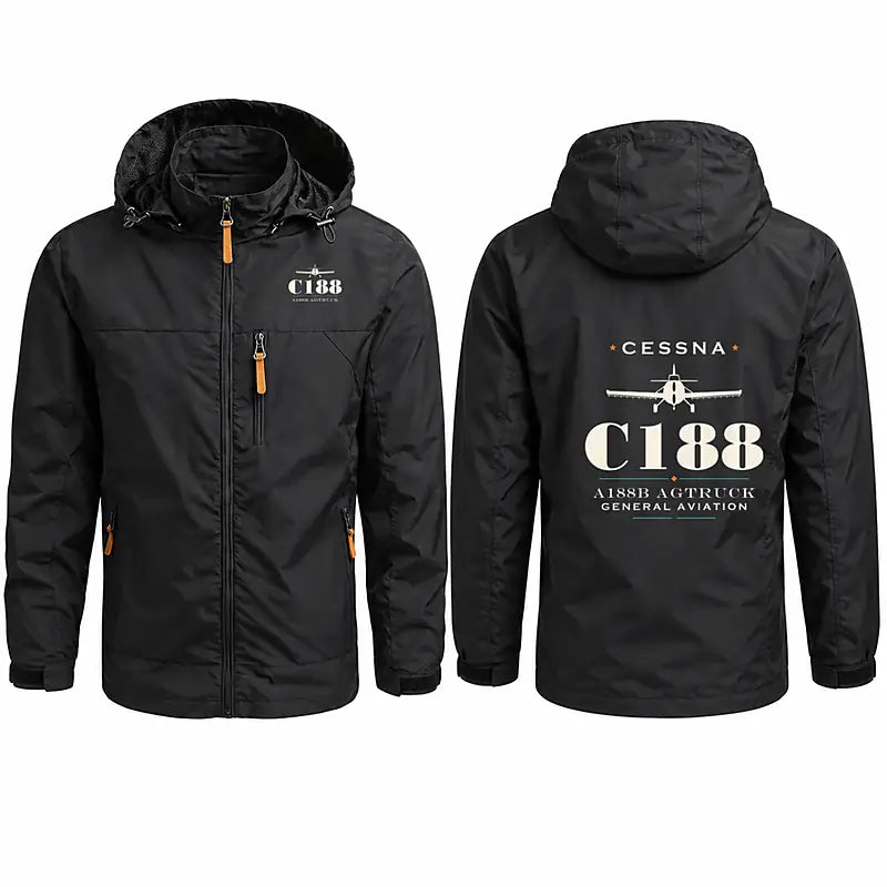 Cessna A188B AgTruck Stylish Jackets - Hooded Windbreaker - Heritage - Black