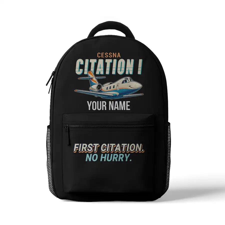 Cessna Citation 500 - Citation I - 3D Backpack - Cartoon + Name - Black