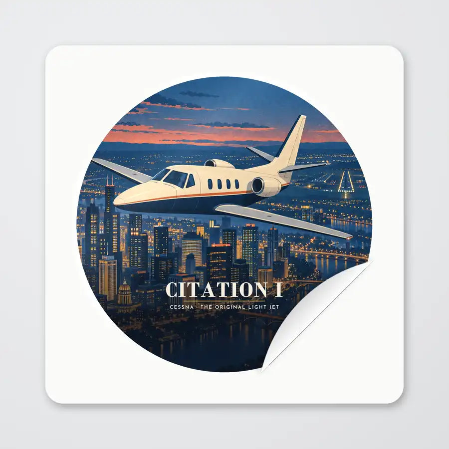 Cessna Citation 500 - Citation I - 3D - Circle Sticker - Peel