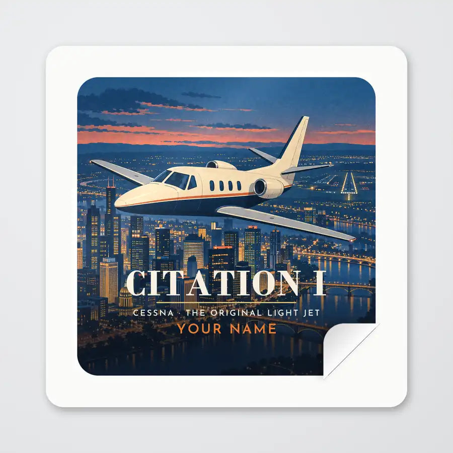 Cessna Citation 500 - Citation I - 3D + Name - Square Sticker - Peel