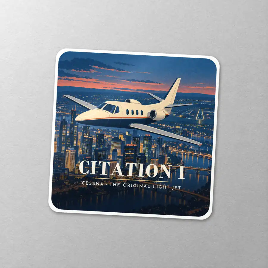 Cessna Citation 500 - Citation I - 3D - Square Sticker - Close-up