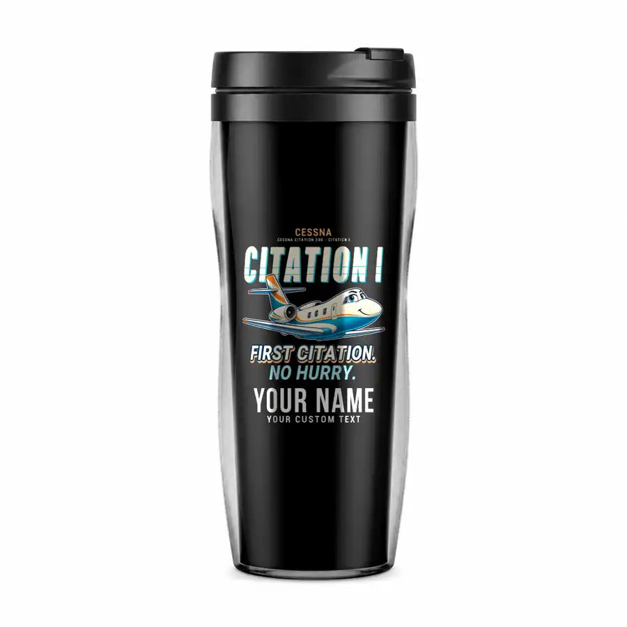 Cessna Citation 500 - Citation I - Cartoon + Name - Plastic (No Holder) - Black