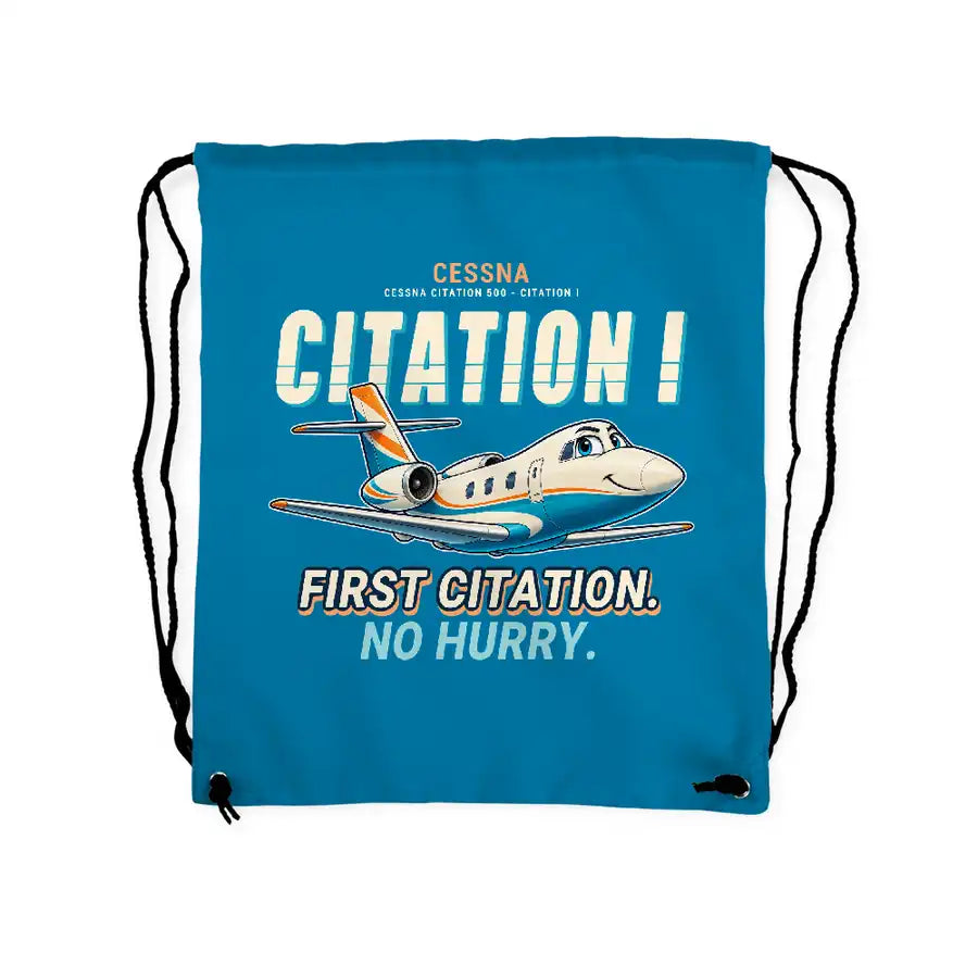 Cessna Citation 500 - Citation I - Drawstring Bag - Cartoon - Light Blue