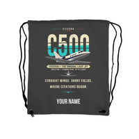 Thumbnail for Cessna Citation 500 - Citation I - Drawstring Bag - Original + Name - Gray