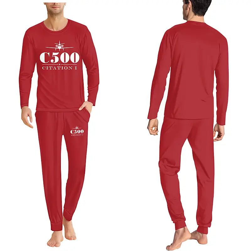 Cessna Citation 500 - Citation I - Men Pajamas - Heritage Chest - Red