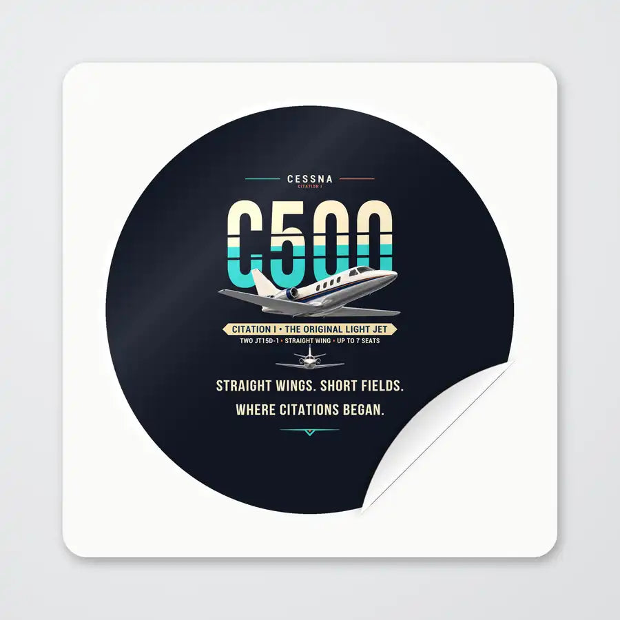 Cessna Citation 500 - Citation I - Original - Circle Sticker - Peel