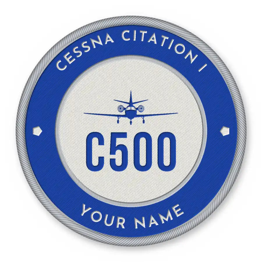 Cessna Citation 500 - Citation I Patches - Circle + Name - Royal White